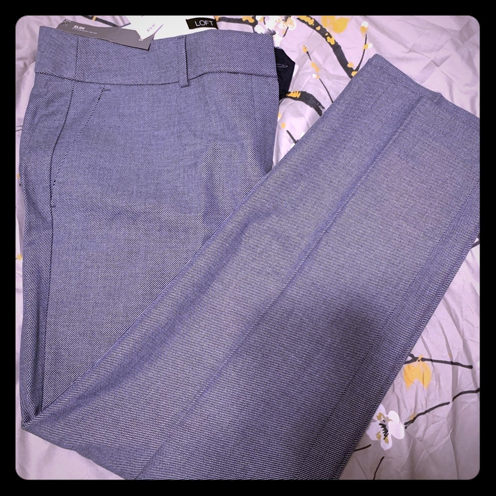 NWT! Loft blue/white speckled Julie slim pants!
